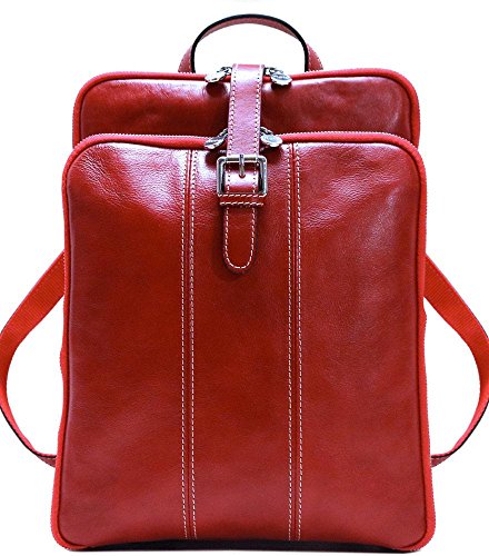Venezia Leather Knapsack Backpack Satchel in Red