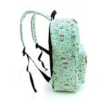 Travel Lightweight Canvas Cute Print Backpack Girls Women For School and Laptop (Green cat)