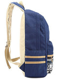 Eaglebeky Casual Style Lightweight Canvas Backpack School Bag Travel Daypack (Dark Blue)