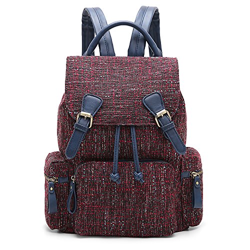 ECOSUSI Women Backpack College Travel Rucksack Vintage Casual Daypack with Drawstring for Teen