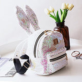 Aibearty Rabbit Ears Backpack Sequins Rucksack Casual Bag