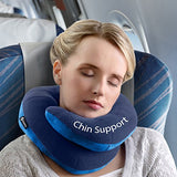 BCOZZY Chin Supporting Patented Travel Pillow - Prevents The Head from Falling Forward in Any Sitting Position, Providing Comfort and Support for The Neck and Head. Adult Size (Navy)