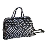 Jenni Chan Signature Deluxe Carry-All Rolling Duffel, Black/White, One Size