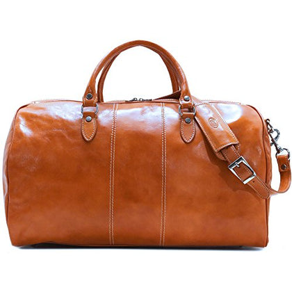 Floto Venezia Duffle Olive (Honey) Brown Italian Leather Weekender Travel Bag