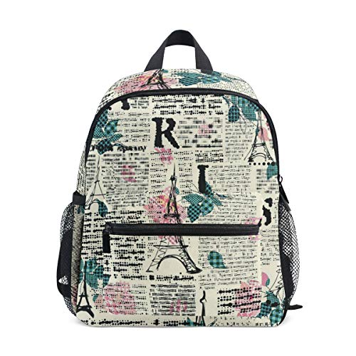 Toddler Backpack Retro Newspaper Pattern Mini Preschool Bag for Unisex Kids