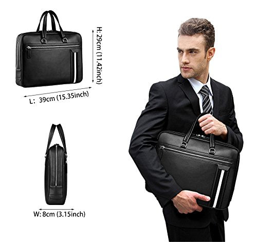 Saierlong New Mens Black Genuine Leather Briefcase Shoulder Laptop ...