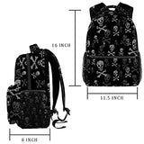 LORVIES Skull And Bones Lightweight School Classic Backpack Travel Rucksack for Girls Women Kids Teens