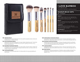 Shany 7 Piece Petite Pro Bamboo Brush Set With Carrying Case, I Love Bamboo