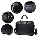 Bostanten Leather Briefcase Messenger Business Bags Laptop Handbag Black