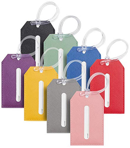 NapaWalli Faux Leather Luggage Tags (Multi-color 8 pcs set)