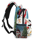 Multi leisure backpack,Christmas Snowman Santa Claus Winter Xmas Tre, travel sports School bag for adult youth College Students