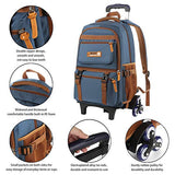 Rolling Backpack Trolley Wheeled School Book Bags High-Capacity Carry-on Travel Bag Luggage with 6 Wheels Climbing Stairs for Students Unisex Teenagers Boys Girls,12.6×6.3×18.5 inch,Blue