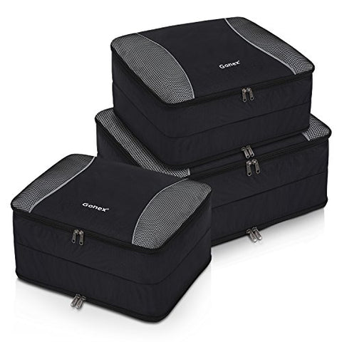 Gonex Large Packing Cubes, Double Sided Travel Suitcase Organizer 3 pcs Black