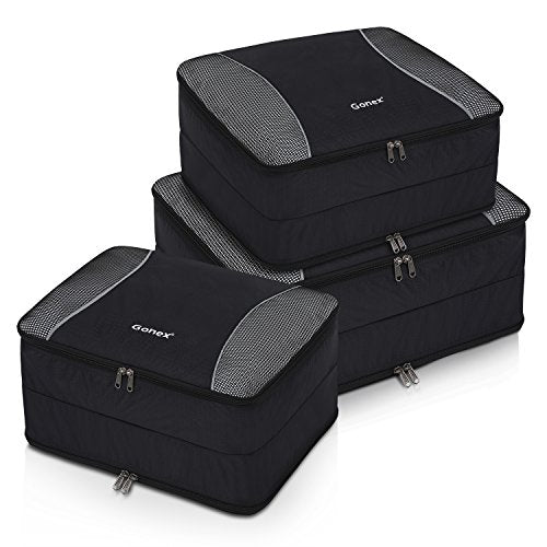 Gonex Large Packing Cubes, Double Sided Travel Suitcase Organizer 3 pcs Black