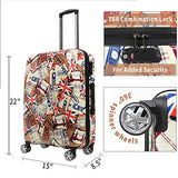 NEWCOM Luggage 20 Inch Hard Shell Spinner Wheels Printed National Flag Graffiti ABS +PC Build-In TSA Lock Lightweight Traveling Carry On for Hip Pop Punk Youth