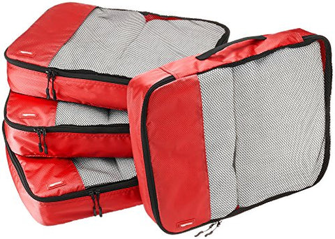Amazonbasics 4-Piece Packing Cube Set - Large, Red
