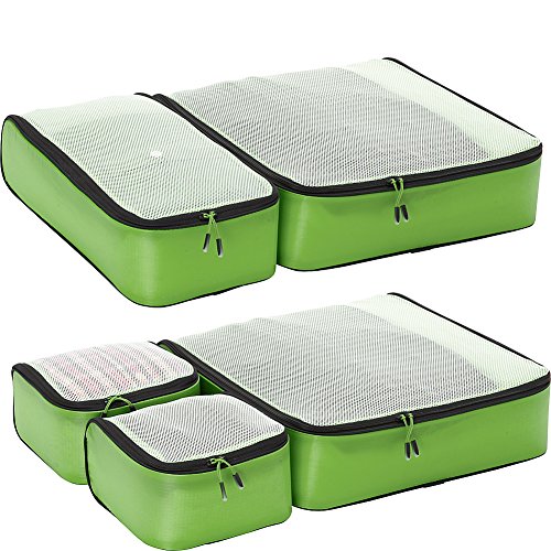 eBags Ultralight Travel Packing Cubes - Lightweight Organizers - Super Packer 5pc Set - (Green)