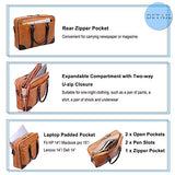 Banuce Vintage Genuine Oil-waxed Leather Briefcase for Men Business Attache Case Tote 14 inch