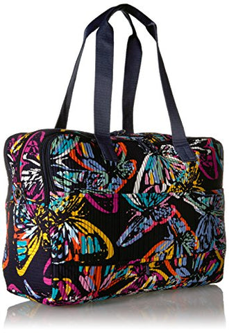 Vera Bradley Iconic Deluxe Weekender Travel Bag, Signature Cotton, Butterfly Flutter