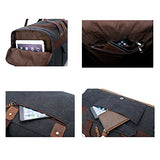 BLUBOON Travel Duffel Bag Canvas Weekender Overnight Carry-on Luggage with Genuine Leather Trim for