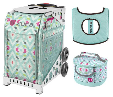 Zuca Sport Bag - Chevron With Gift Lunchbox And Seat Cover , White