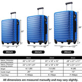3 Piece Set Luggage Spinner Hardshell Lightweight Durable Suitcase TSA Lock, Women Men Teens Home Outdoor School Travel Carry on Luggage Sets, 20/24/28 inch Deep Blue