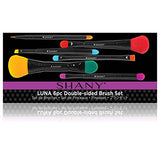 Shany 6 Piece Double Sided Travel Brush Set With Pouch Synthetic And Natural Hair, Luna