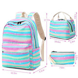 Pawsky School Backpack for Girls, 15" Laptop Backpack Daypack Kids School Bag Bookbag with Lunch Bag Pencil Case, Rainbow