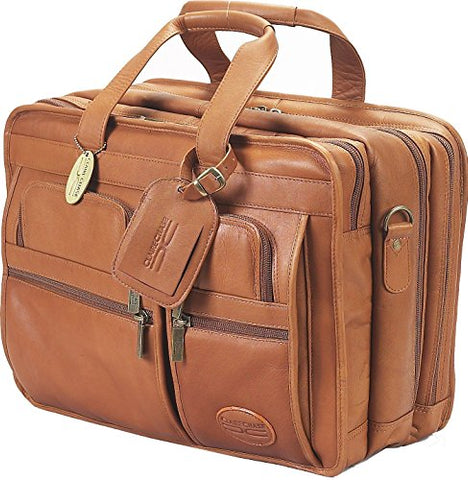 Claire Chase Executive Leather Laptop Briefcase X-Wide, Computer Bag In Saddle