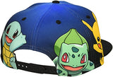 Bioworld Pokemon The Original Starters Blue Gradient Snapback Cap