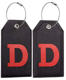 Casmonal Initial Leather Luggage Tag Travel Bag Tag Fully Bendable 1 pcs Set(D)