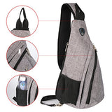 Freewander Nylon Sling Bag Shoulder Back Packs Crossbody Pack Chest Bags Black for Men (Gray)