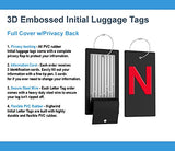 Luggage Tag Initial Bag Tag - Fully Bendable Tag w/Stainless Steel Loop