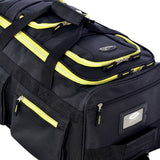 Olympia 22 Inch 8 Pocket Rolling Duffel, Black/Yellow, One Size