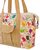 Colorful Handprints Print Picnic, Shopping Multi-Purpose Canvas Zipper Bag