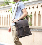 Polare Men'S Vintage Full Grain Leather Satchel Backpack Shoulder Bag Messenger Bag