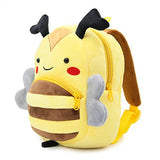 DLSEEGO Cute Toddler Backpack,Cartoon Cute Animal Plush Backpack Toddler Mini School Bag for Kids Age 2-5 Years Old(Bee)
