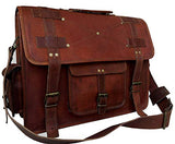 18 Inch Vintage Men's Brown Handmade Leather Briefcase Best Laptop Messenger Bag Satchel