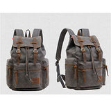 Toebee AUGUR Vintage Canvas Backpack Rucksack Schoolbag Knapsack Camping Hiking Travel Bag-Gray