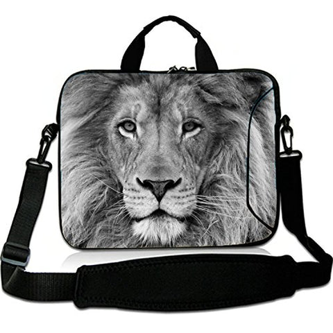 17 Inches Laptop Shoulder Bag Briefcase Black and White Lion Waterproof Neoprene Laptop Carrying