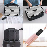 Travel Bags Cats Black Portable Foldable Trolley Handle Luggage Bag