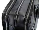 Polare Men'S Real Soft Napa Leather 17.3'' Briefcase Laptop Business Bag Black