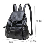 ABage Women's Genuine Leather Backpack Classic Casual School Buckle Flap Backpack, Black1