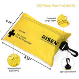 Small First Aid Kit, 100 Pieces Compact Waterproof Mini Emergency Survival Kit FDA OSHA Compliant for Home, Workplace, Vehicle, Travel, Camping, Backpacking Outdoor (Yellow)