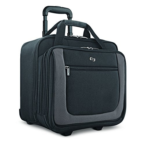 Solo New York Bryant Rolling Laptop Bag. Travel-friendly Rolling Briefcase for Women and Men. Fits up to 17.3 inch laptop. Amazon Exclusive Color Black/Grey