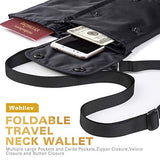 Travel Wallet, Foldable Neck Wallet Passport Holder with RFID Blocking, Concealable Neck Pouch Document Organizer for Women and Men to Keep Cash and Cards Secure - A Hit Travel Accessory for Family