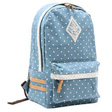 Damara Wave Point Cute Wave Point Canvas Travelling Practical Backpack,Grey Blue