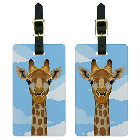 Graphics & More Giraffe In Sky-Safari Animal Luggage Tags Suitcase Carry-On Id, White