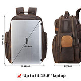 TIDING Leather Backpack 15.6 inch Laptop Backpack Vintage Business Travel Bag Large Capacity School Daypacks with USB Charging Port & YKK Zippers