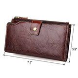 Sealinf Large Capacity Men'S Leather Clutch Handbag Checkbook Wallet Phone Holder (Brown)